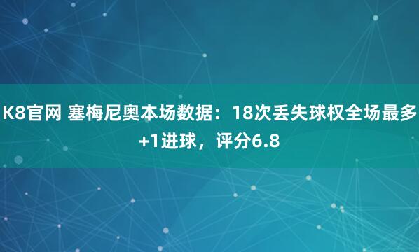 K8官网 塞梅尼奥本场数据：18次丢失球权全场最多+1进球，评分6.8