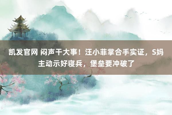 凯发官网 闷声干大事！汪小菲掌合手实证，S妈主动示好寝兵，堡垒要冲破了