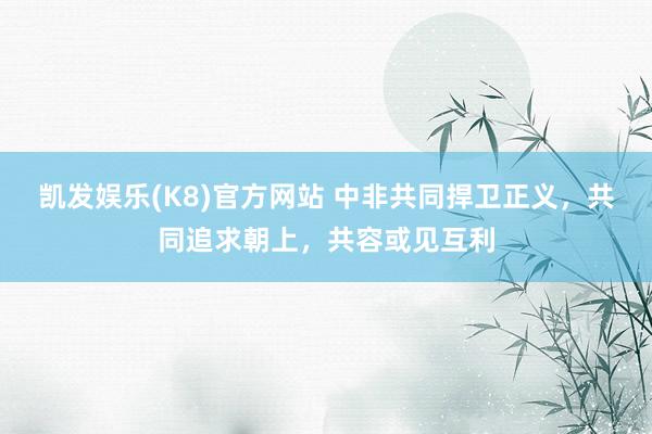 凯发娱乐(K8)官方网站 中非共同捍卫正义，共同追求朝上，共容或见互利