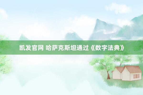 凯发官网 哈萨克斯坦通过《数字法典》