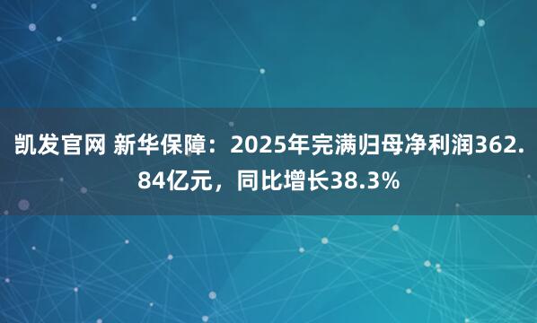 凯发官网 新华保障：2025年完满归母净利润362.84亿元，同比增长38.3%