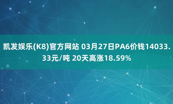 凯发娱乐(K8)官方网站 03月27日PA6价钱14033.33元/吨 20天高涨18.59%