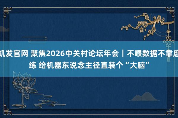凯发官网 聚焦2026中关村论坛年会｜不喂数据不靠磨练 给机器东说念主径直装个“大脑”