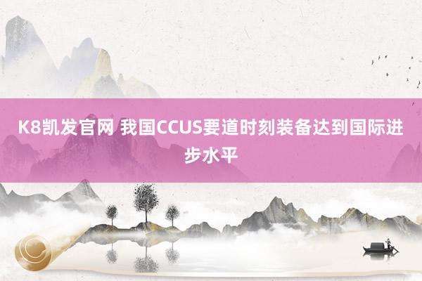 K8凯发官网 我国CCUS要道时刻装备达到国际进步水平