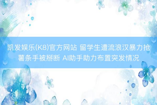 凯发娱乐(K8)官方网站 留学生遭流浪汉暴力抢薯条手被掰断 AI助手助力布置突发情况