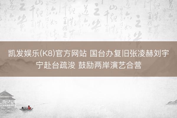凯发娱乐(K8)官方网站 国台办复旧张凌赫刘宇宁赴台疏浚 鼓励两岸演艺合营