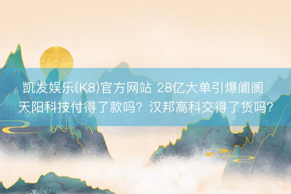 凯发娱乐(K8)官方网站 28亿大单引爆阛阓 天阳科技付得了款吗？汉邦高科交得了货吗？