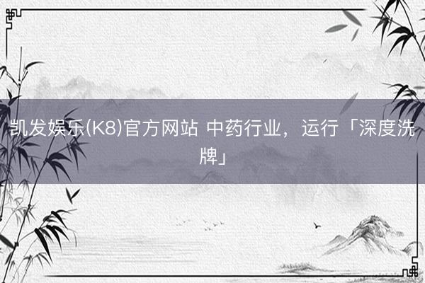 凯发娱乐(K8)官方网站 中药行业，运行「深度洗牌」
