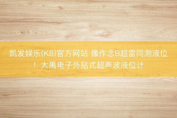 凯发娱乐(K8)官方网站 像作念B超雷同测液位！大禹电子外贴式超声波液位计