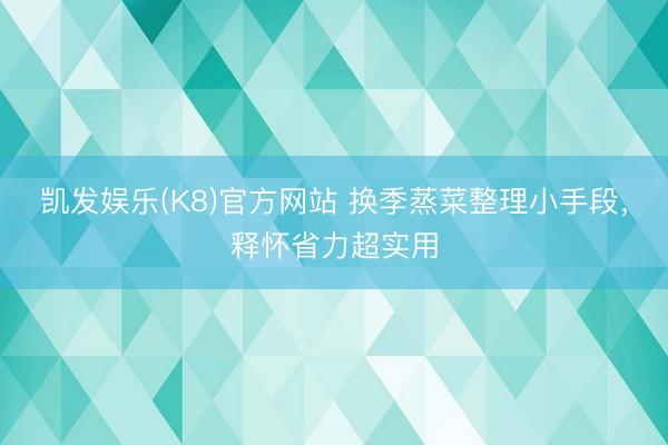 凯发娱乐(K8)官方网站 换季蒸菜整理小手段，释怀省力超实用