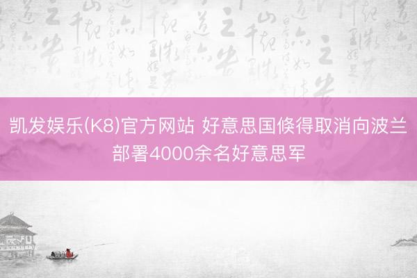 凯发娱乐(K8)官方网站 好意思国倏得取消向波兰部署4000余名好意思军