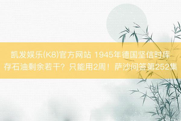 凯发娱乐(K8)官方网站 1945年德国坚信时库存石油剩余若干？只能用2周！萨沙问答第252集