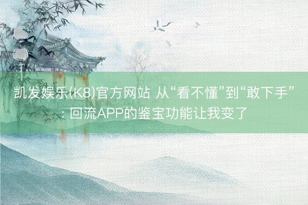 凯发娱乐(K8)官方网站 从“看不懂”到“敢下手”: 回流APP的鉴宝功能让我变了