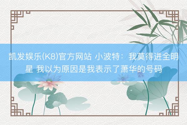 凯发娱乐(K8)官方网站 小波特：我莫得进全明星 我以为原因是我表示了萧华的号码