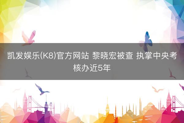 凯发娱乐(K8)官方网站 黎晓宏被查 执掌中央考核办近5年