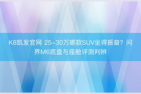 K8凯发官网 25-30万哪款SUV坐得振奋？问界M6底盘与座舱评测判辨