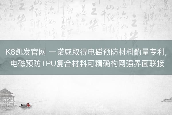 K8凯发官网 一诺威取得电磁预防材料酌量专利， 电磁预防TPU复合材料可精确构网强界面联接