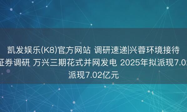 凯发娱乐(K8)官方网站 调研速递|兴蓉环境接待星河证券调研 万兴三期花式并网发电 2025年拟派现7.02亿元