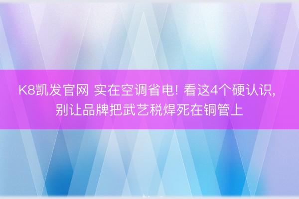 K8凯发官网 实在空调省电! 看这4个硬认识， 别让品牌把武艺税焊死在铜管上