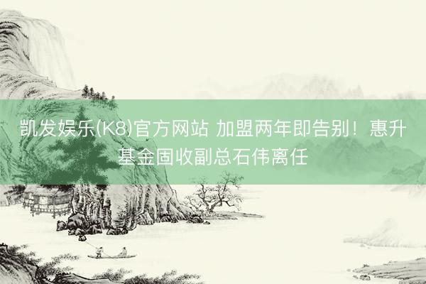 凯发娱乐(K8)官方网站 加盟两年即告别！惠升基金固收副总石伟离任