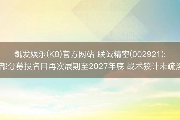 凯发娱乐(K8)官方网站 联诚精密(002921): 部分募投名目再次展期至2027年底 战术狡计未疏浚